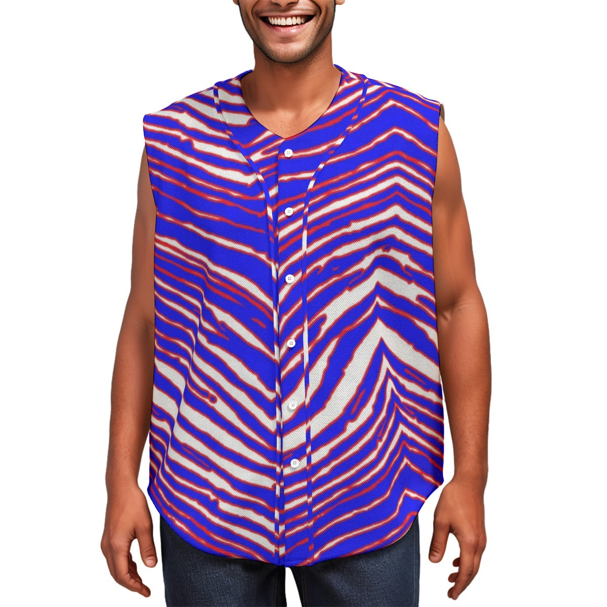 Buffalo Bills Zubaz Men's Sleeveless Baseball Jersey