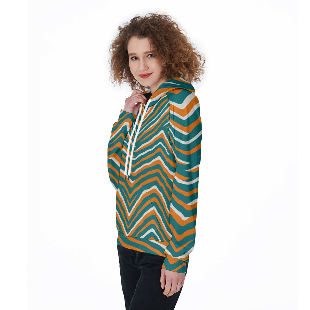 Miami Football Game Day All-Over Print Women's Raglan Pullover Hoodie