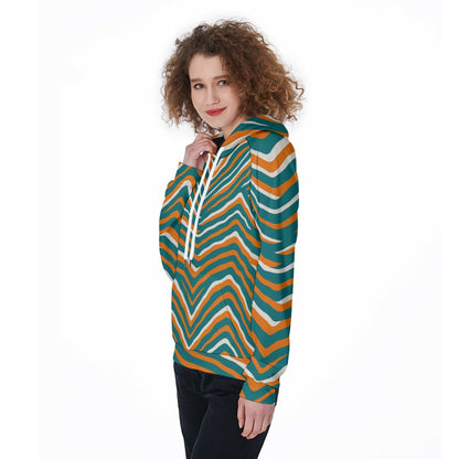 Miami Football Game Day All-Over Print Women's Raglan Pullover Hoodie