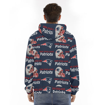 New England Football Game Day All-Over Print Men's Hoodie With Placket Double Zipper
