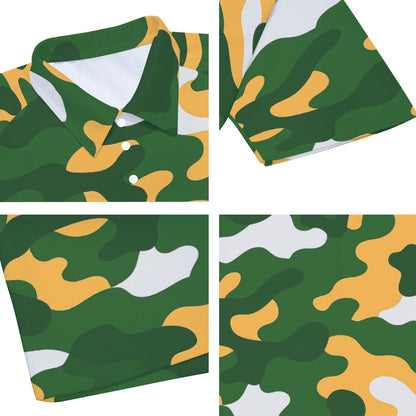 Green Bay Football Game Day All-Over Print Men's Short Sleeve Polo Shirt With Button Closure