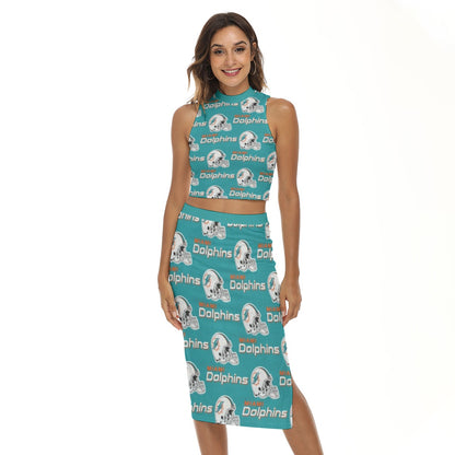 Miami Football Game Day All-Over Print Women's Tank Top & Split High Skirt Set