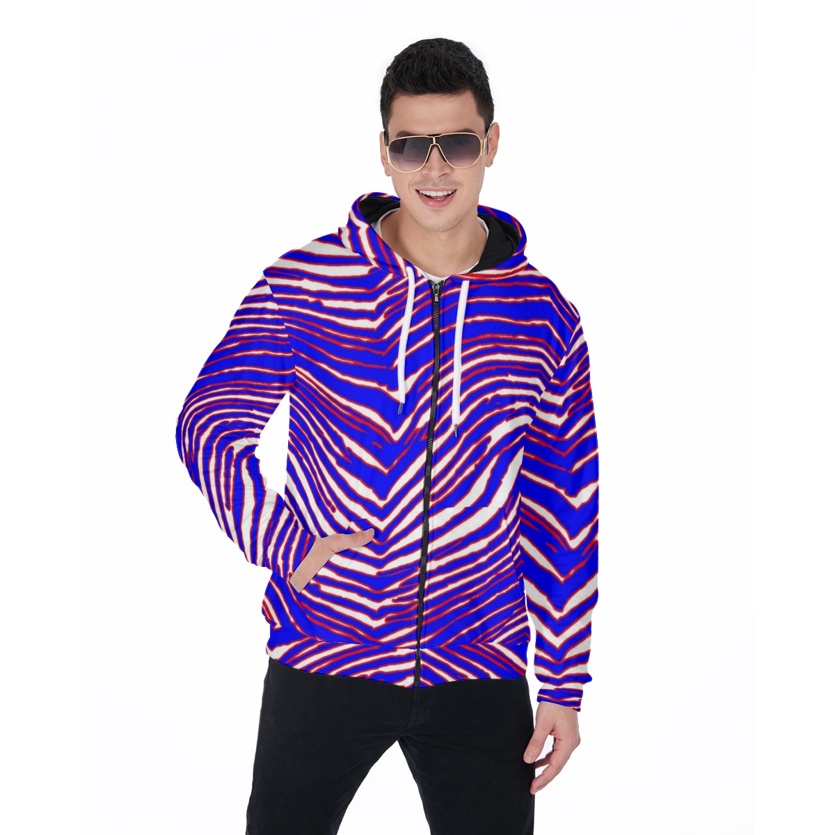Buffalo Bills Zubaz Zip Up Hoodie With Pocket