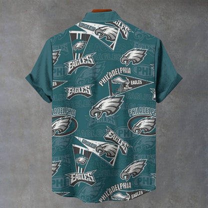 Philadelphia Football Game Day All-Over Print Men's Stand Collar Shirt|115GSM Cotton poplin