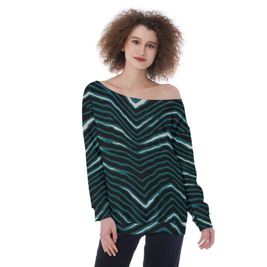 Philadelphia Football Game Day All-Over Print Oversized Women's Off-Shoulder Sweatshirt