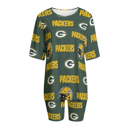 Green Bay Football Game Day All-Over Print Women's T-shirt Set With Short Sleeve