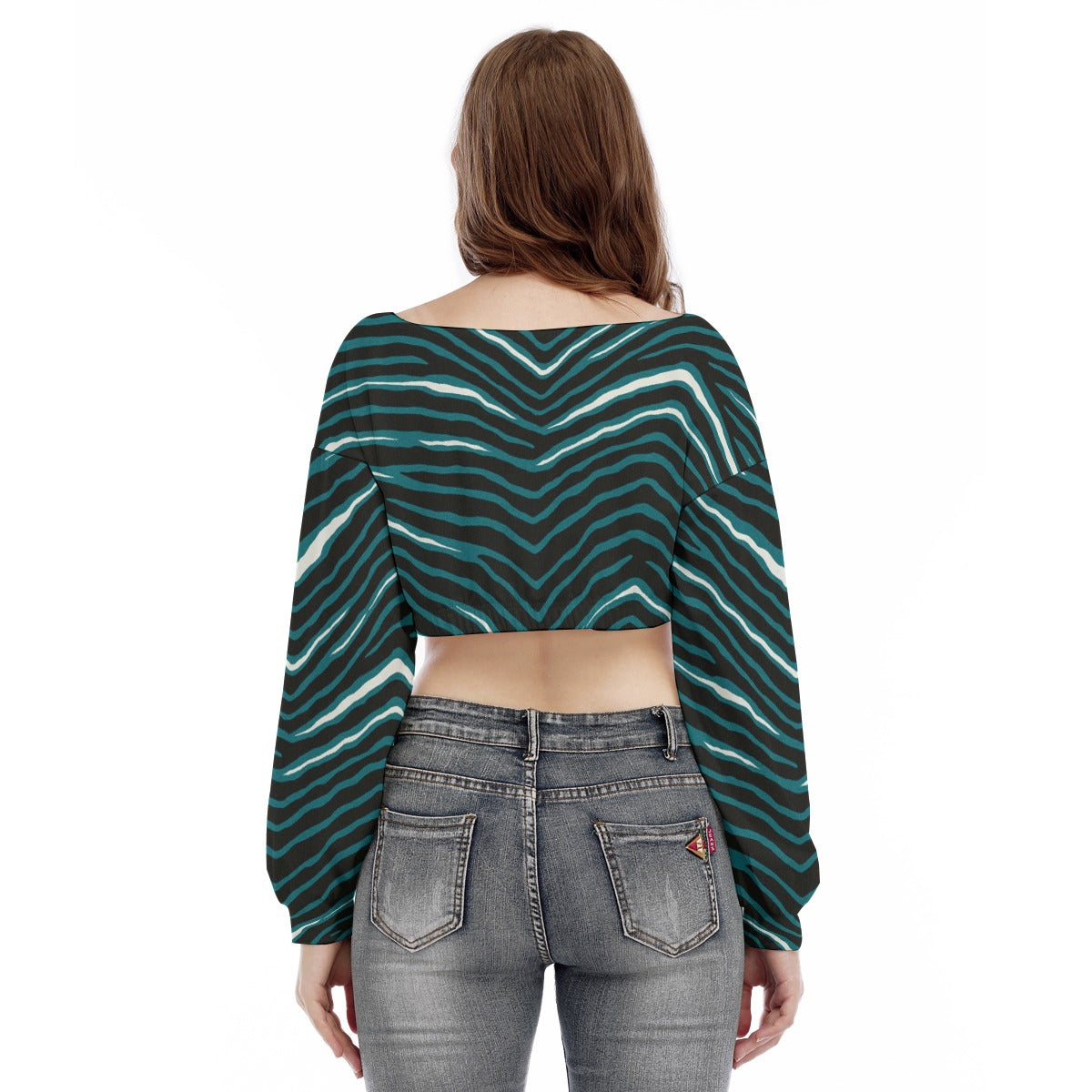 Philadelphia Football Game Day All-Over Print Women's V-neck Long Sleeve Cropped Sweatshirt