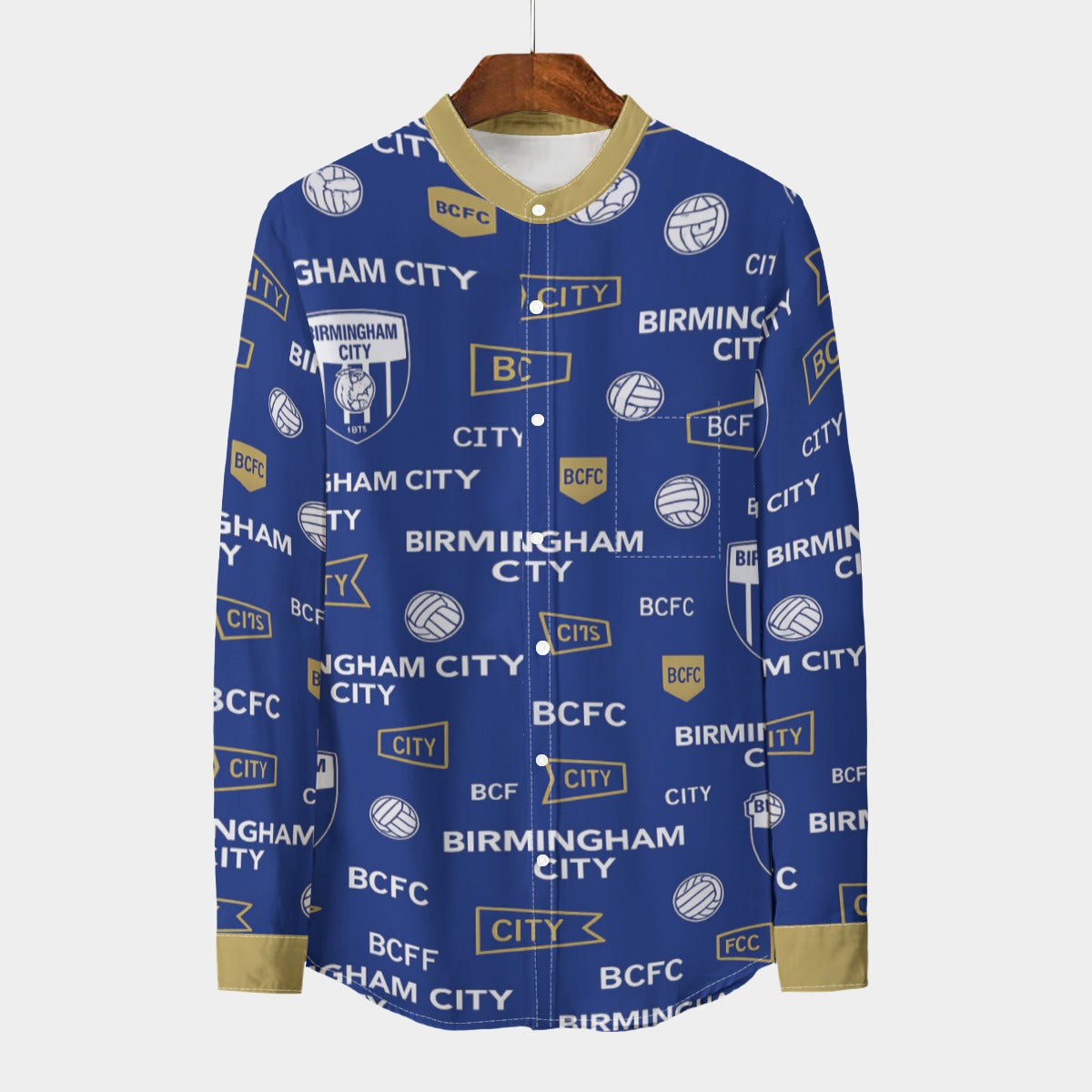 Birmingham City Stand Collar Long Sleeve Shirt – Classic Blue Streetwear Style