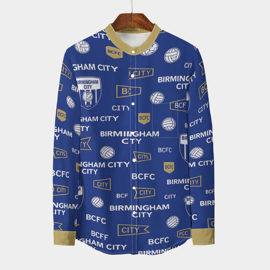 Birmingham City Stand Collar Long Sleeve Shirt – Classic Blue Streetwear Style