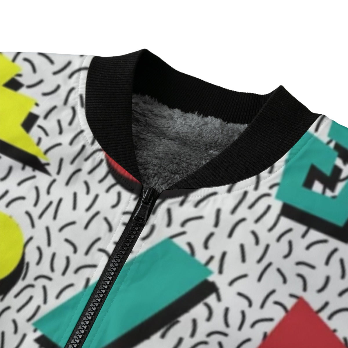 Urban Legend 80s Retro Pattern Infused with 90s Street Art Influence – Fleece Bomber Jacket