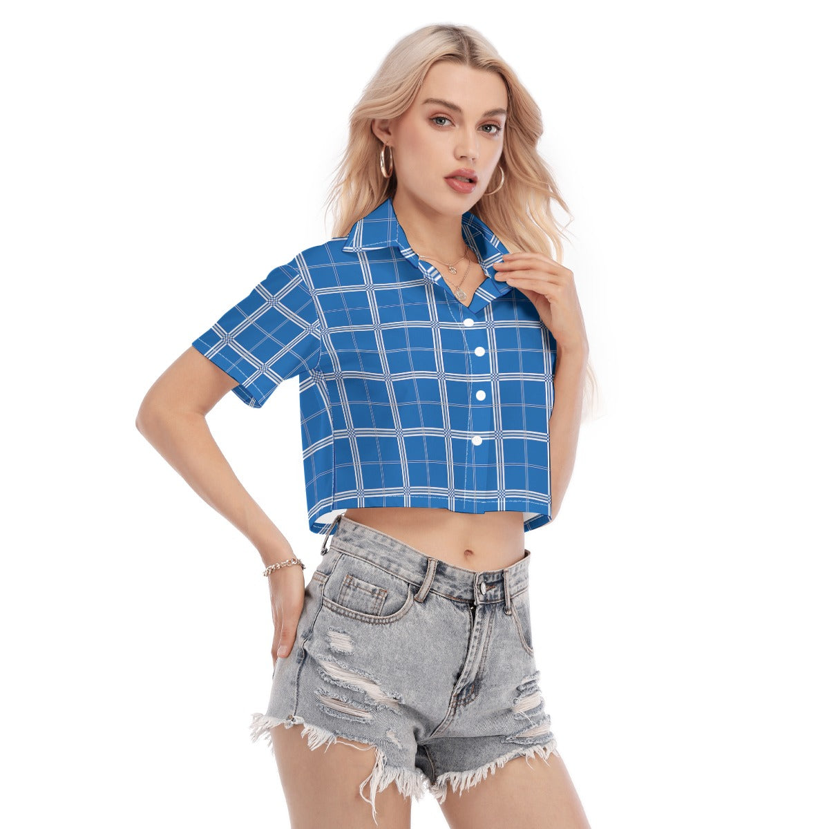 Kentucky Tartan Plaid Wildcats  Women's Cropped Shirt