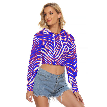 Buffalo Bills Zubaz Women's Crop Top Hoodie|Velvet