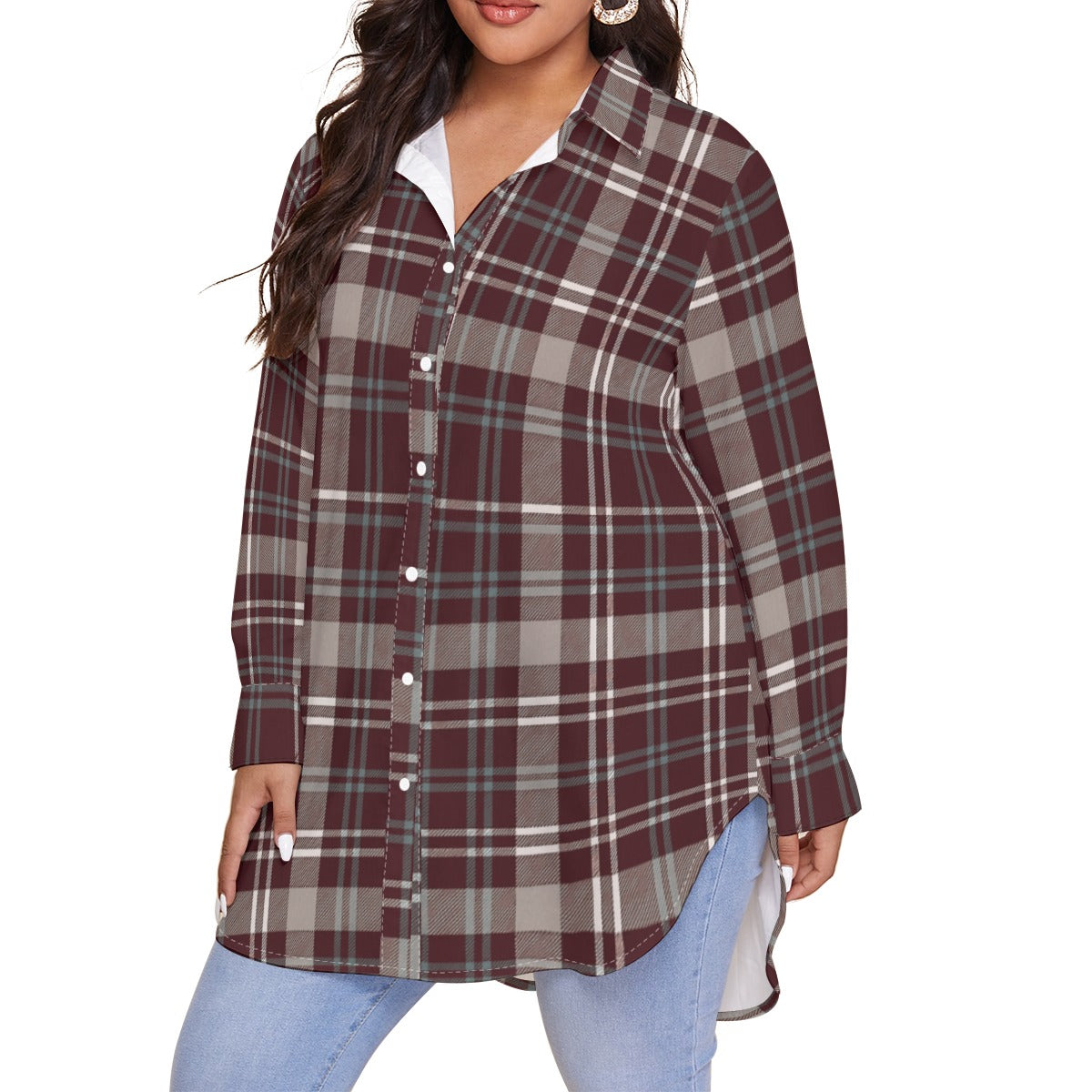 Texas Tartan Plaid A&M - Aggies Women's Shirt With Long Sleeve(Plus Size)