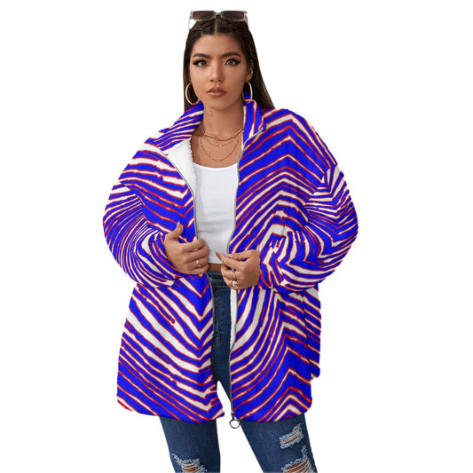 Buffalo Bills Zubaz Unisex Borg Fleece Stand-up Collar Coat With Zipper Closure(Plus Size)