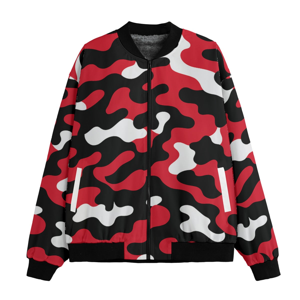 Atlanta Falcons Camo Fleece Bomber Jacket – Black, Red and White NFL Streetwear