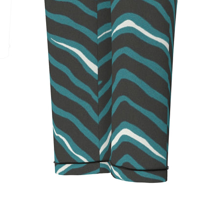 Philadelphia Football Game Day All-Over Print Women's Long Sleeve Pajama Set With Black Contrast Piping