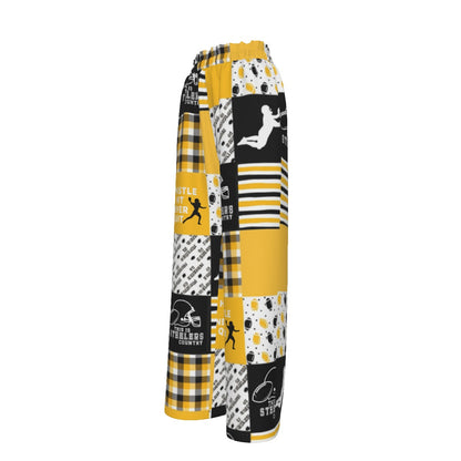 All-Over Print Women's Faux Silk Wide-Leg Pants