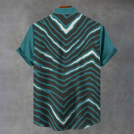 Philadelphia Football Game Day All-Over Print Men's Stand Collar Shirt|110GSM Imitation Flax