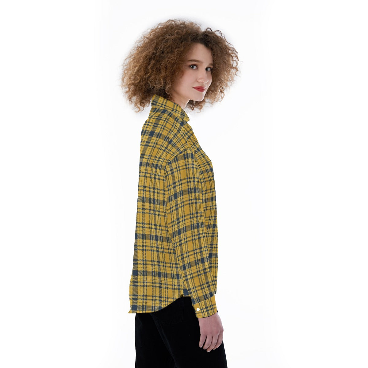 Georgia Yellow Jackets Tartan Plaid  Women's Satin Shirt