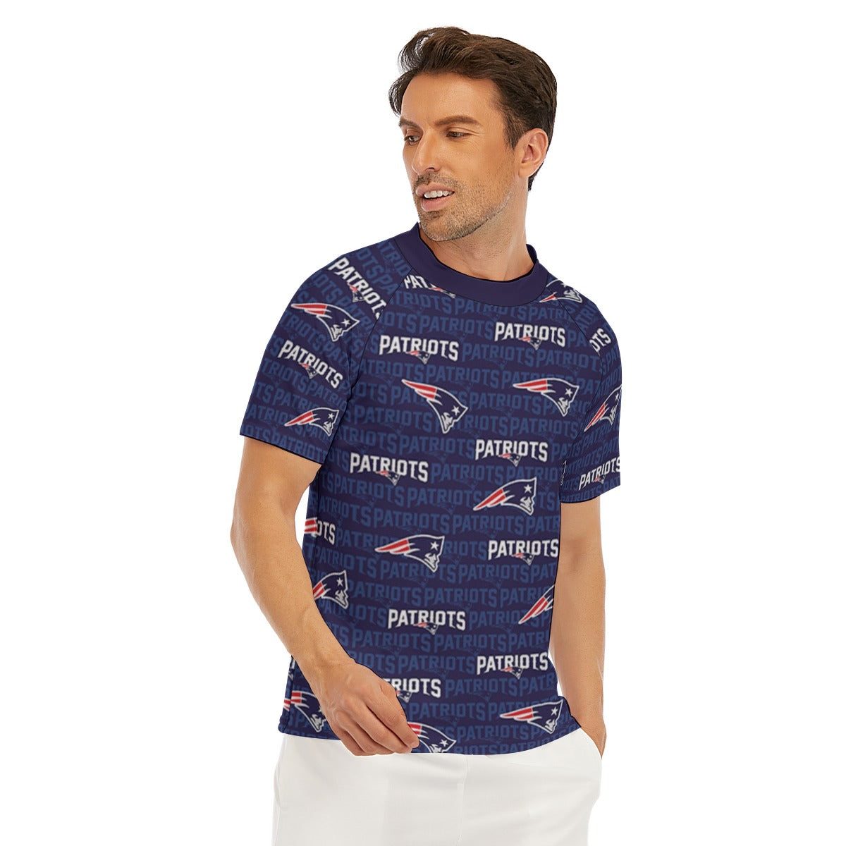 New England Football Game Day All-Over Print Men's Tight Surf Clothing With Half Sleeves
