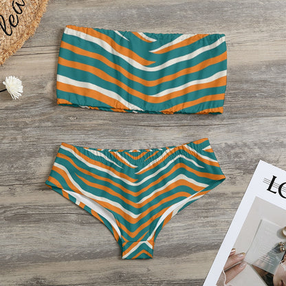 Miami Football Game Day All-Over Print Women's Strapless Bikini Swimsuit