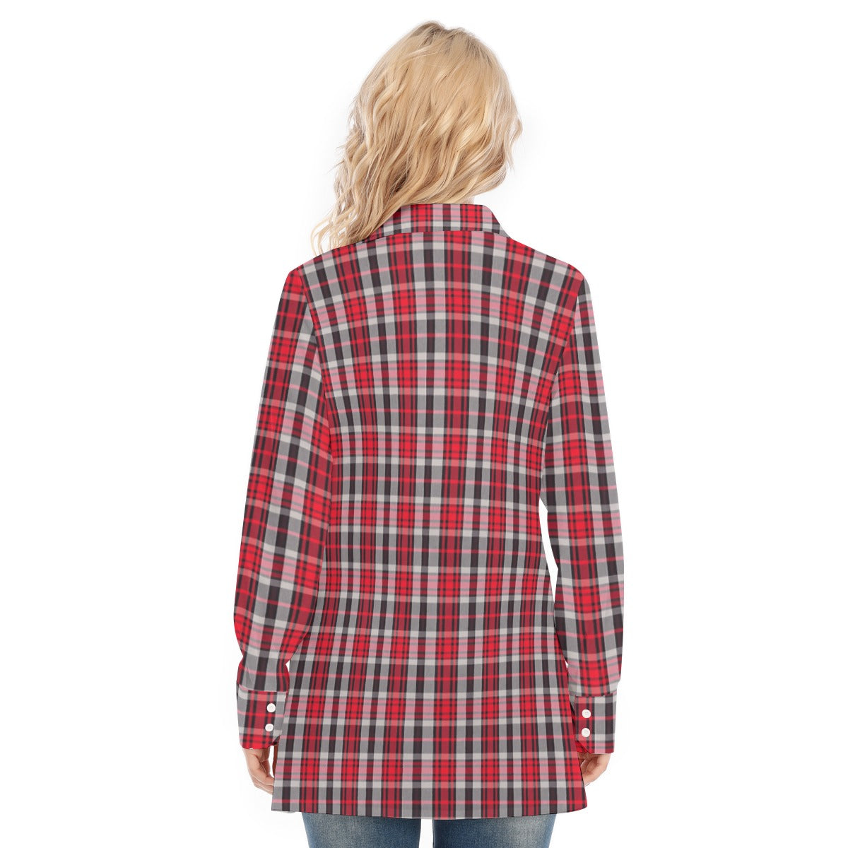New Mexico Tartan Plaid Lobos Women's Long Shirt |115GSM Cotton poplin