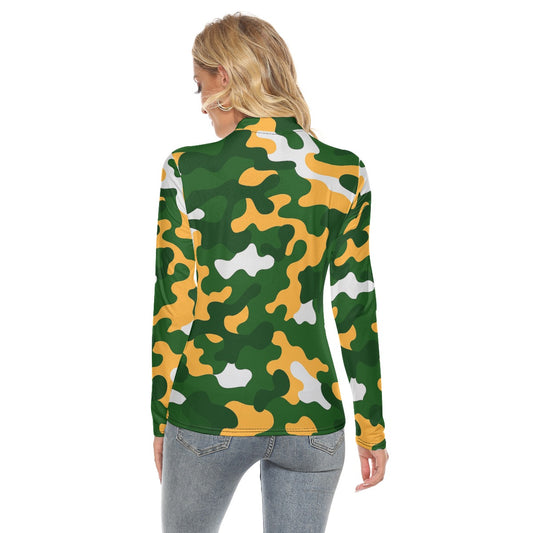 Green Bay Football Game Day All Over Print Women's Stretchable Turtleneck Top