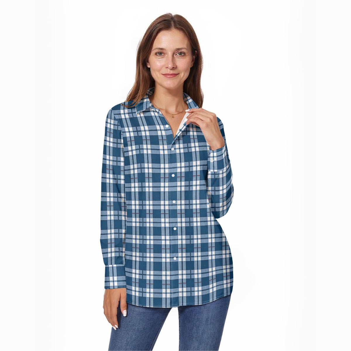 Connecticut tartan plaid  Women's Long Sleeve Shirt