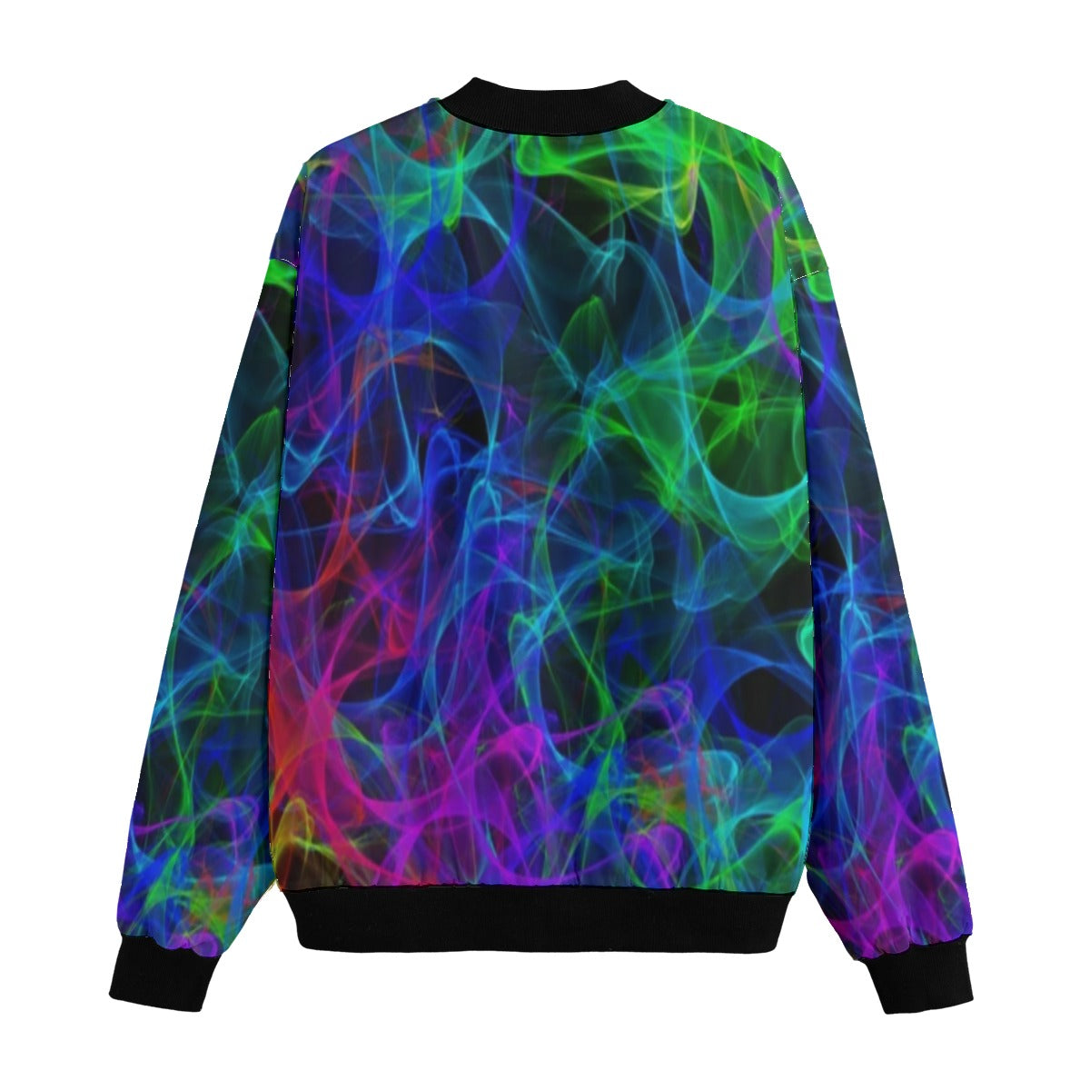 Neon Nights Colorful Smoke Fleece Bomber Jacket – Bold Festival Streetwear