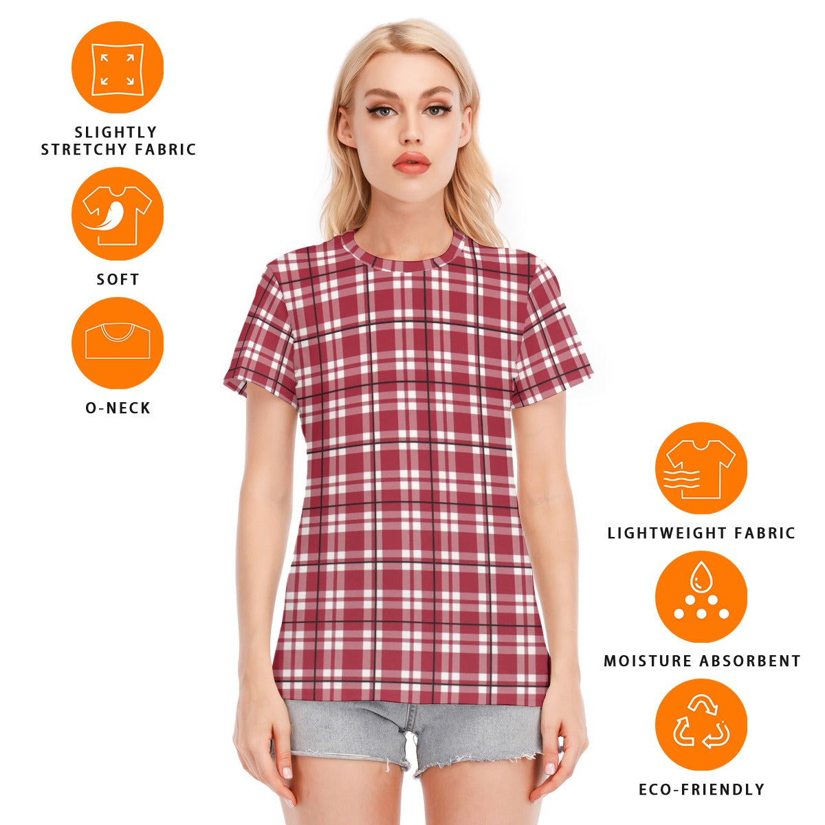Alabama Tartan plaid Women's Round Neck T-Shirt | 190GSM Cotton