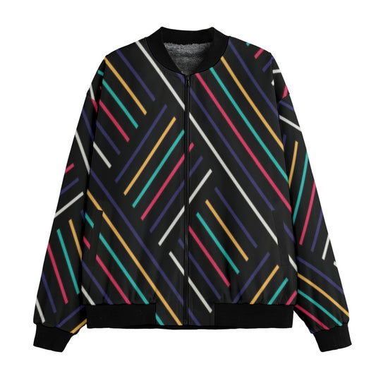 Urban Legend 90s Street Icons Abstract Colorful Geometric Stripe Lines Fleece Bomber Jacket