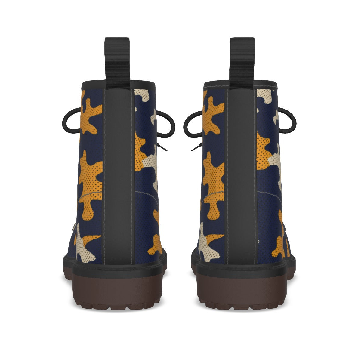 Urban Legend California Berkeley Blue and Gold Camo Martin Short Boots – Golden Bears Inspired Stree