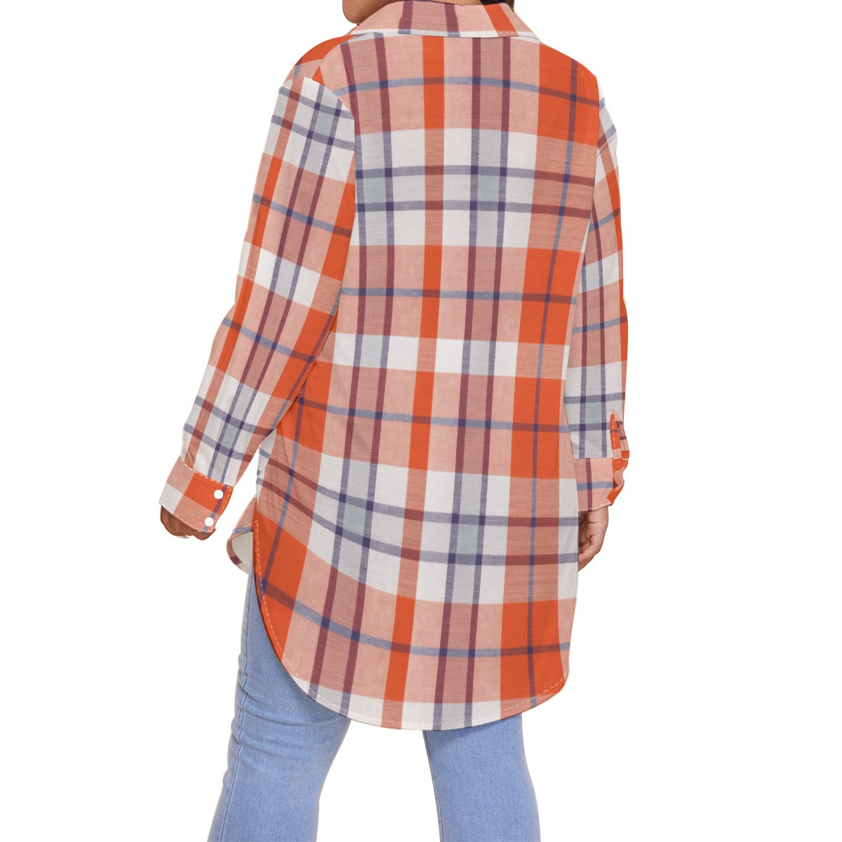 Clemson Tartan Plaid Women's Shirt With Long Sleeve(Plus Size)