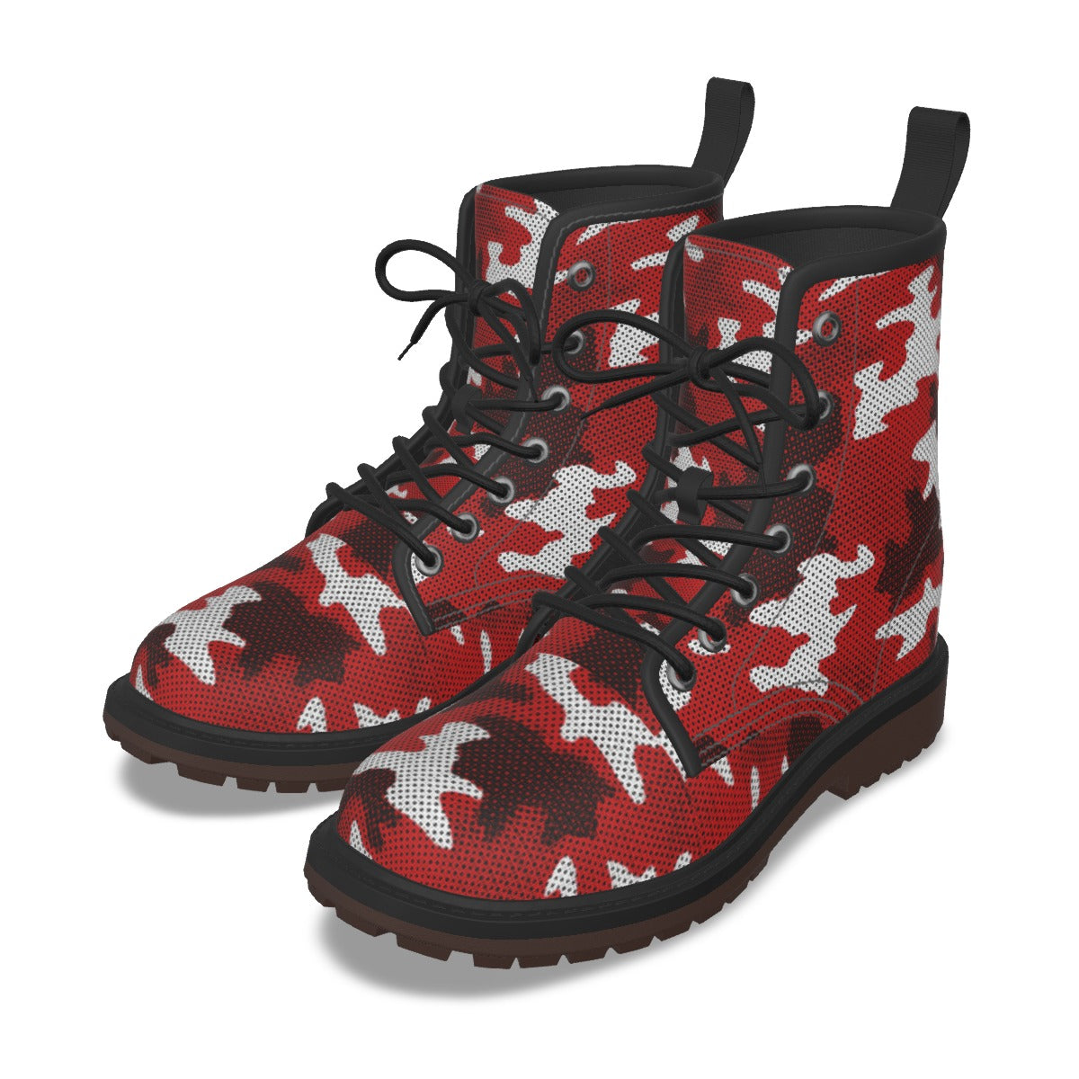 Urban Legend Houston Red and White Camo Martin Short Boots – Cougars-Inspired College Streetwear for