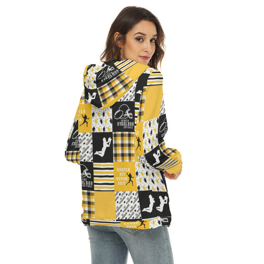 All-Over Print Women's Borg Fleece Hoodie With Half Zip