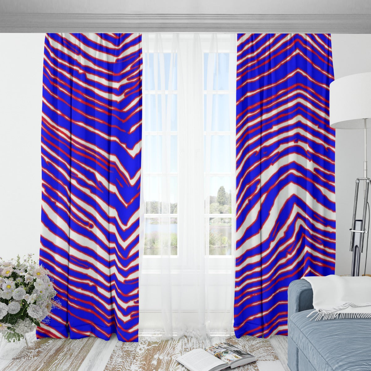 Buffalo Bills Zubaz Blackout Curtains with Hooks | 265(gsm)