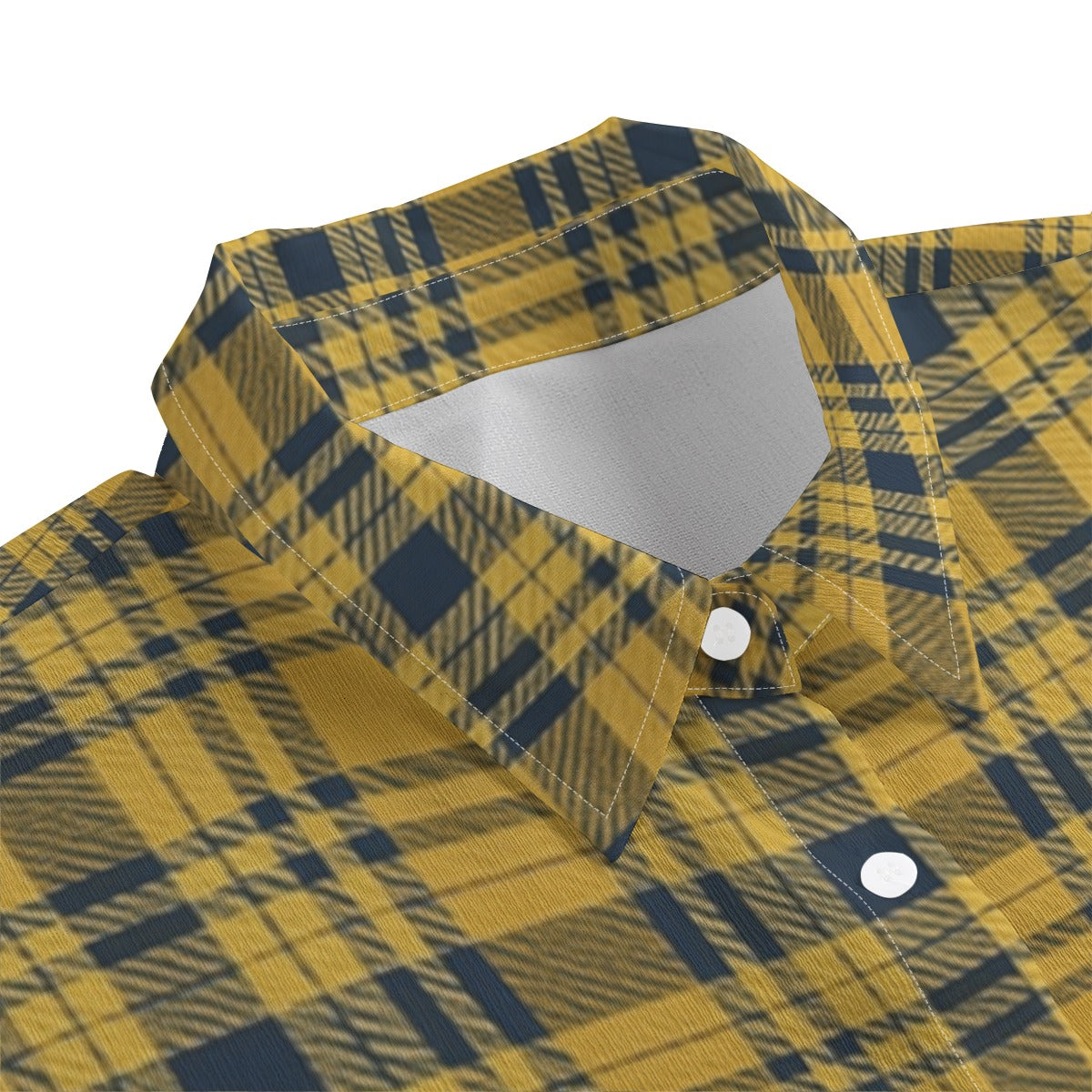 Georgia Yellow Jackets Tartan Plaid  Women's Chiffon Shirt With Elbow Sleeve