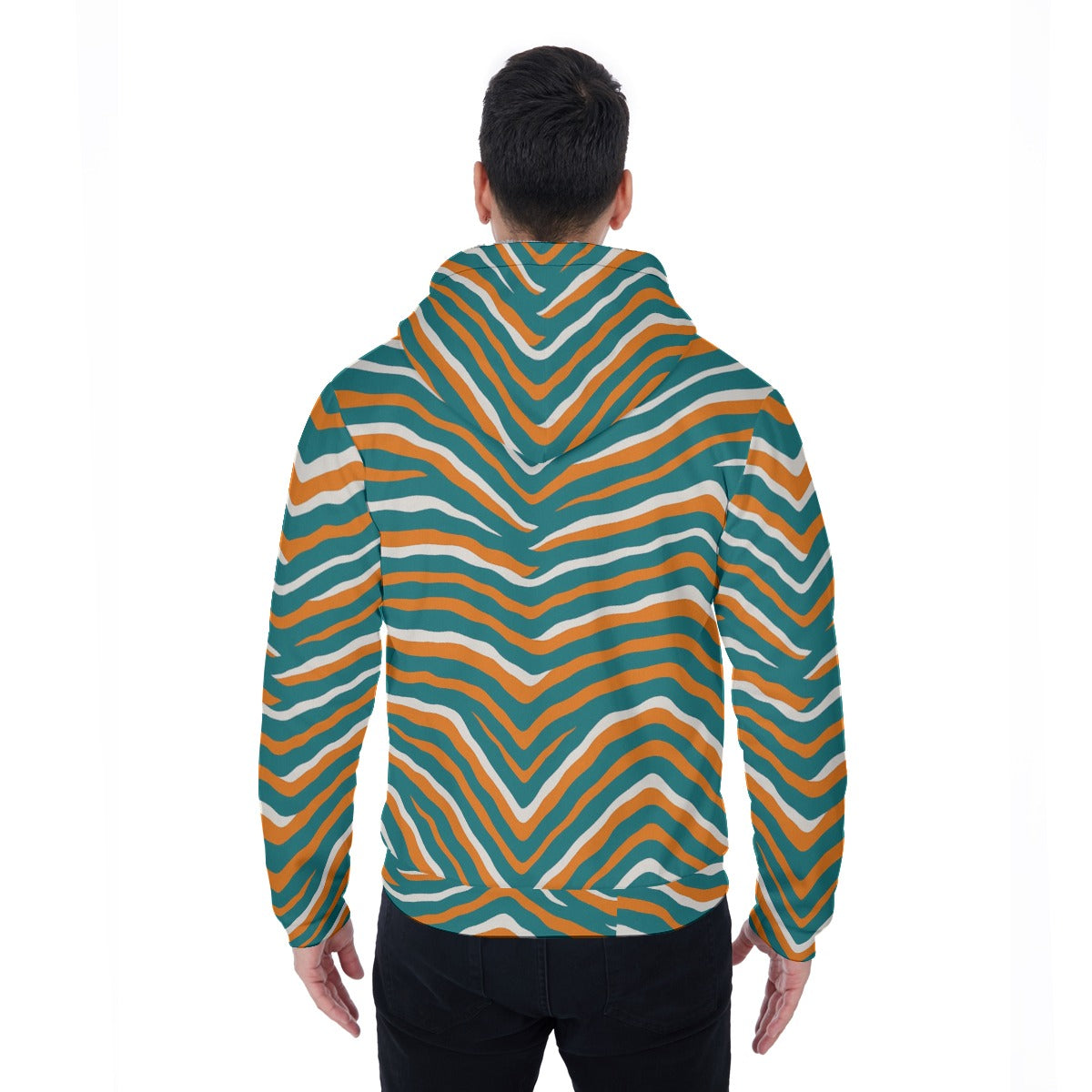 Miami Football Game Day All-Over Print Men's Sherpa Fleece Zip Up Hoodie