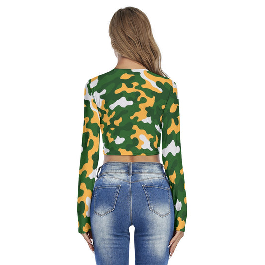 Green Bay Football Game Day All-Over Print Women's Round Neck Crop Top T-Shirt