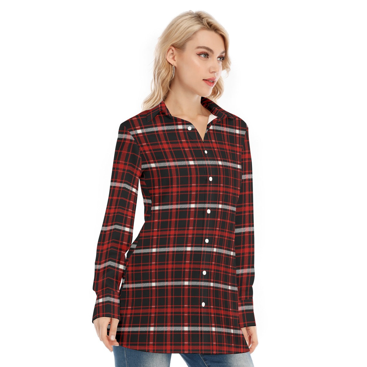 Nebraska Tartan Plaid Cornhuskers Women's Long Shirt