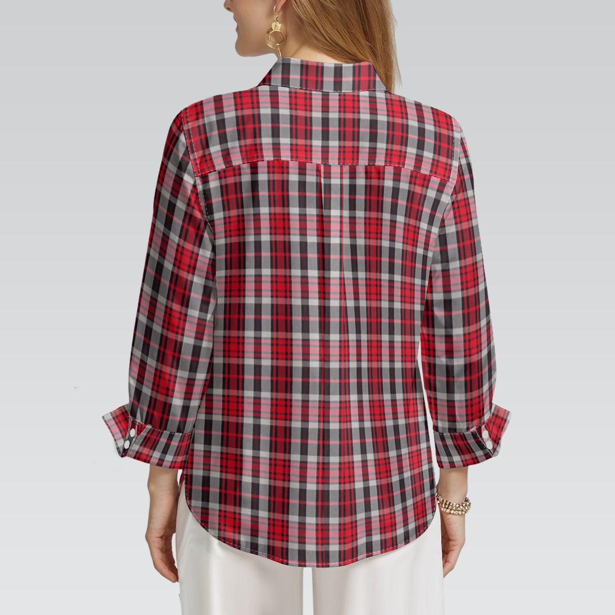New Mexico Tartan Plaid Lobos Women's 3/4 Sleeve Shirt