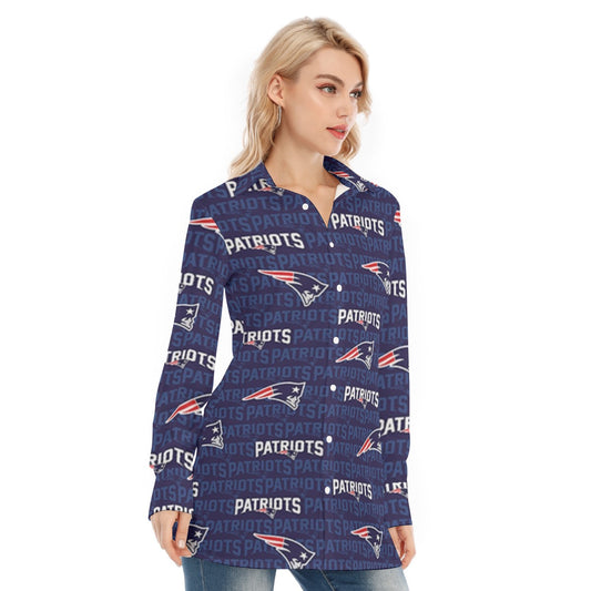 New England Football Game Day All-Over Print Women's Long Shirt