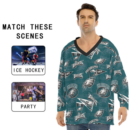 Philadelphia Football Game Day All-Over Print Men's V-neck Ice Hockey Jersey
