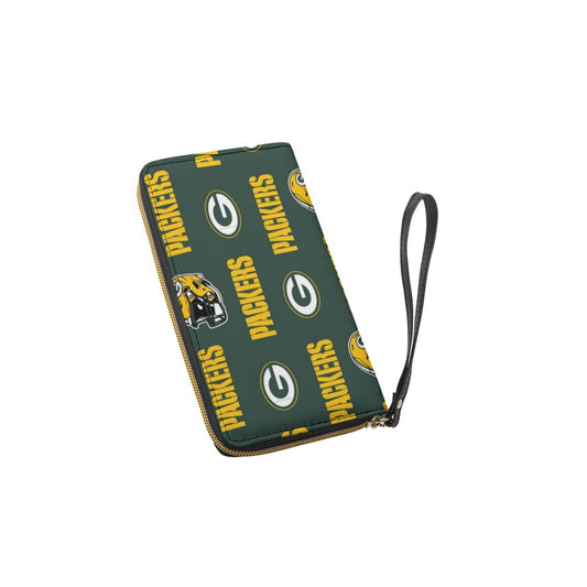Green Bay Football Game Day Long Wallet With Black Hand Strap
