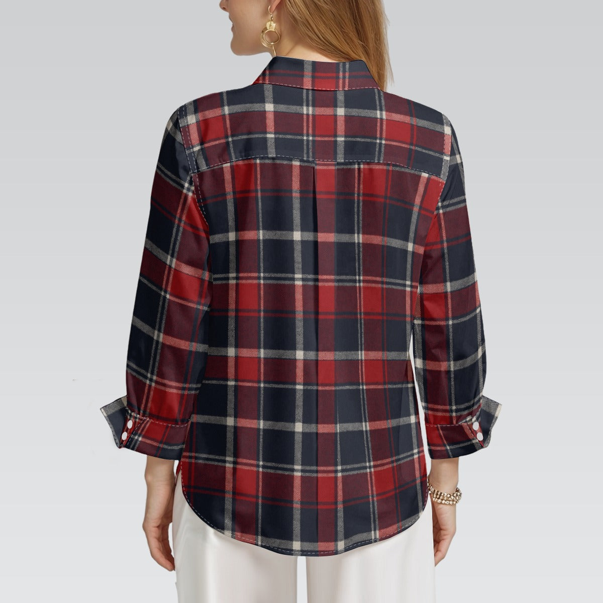Mississippi Tartan Plaid Ole Miss Rebels Women's 3/4 Sleeve Shirt