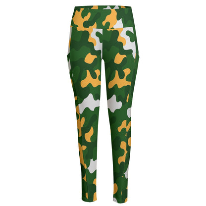 Green Bay Football Game Day All-Over Print Women's High Waist Leggings With Side Pocket