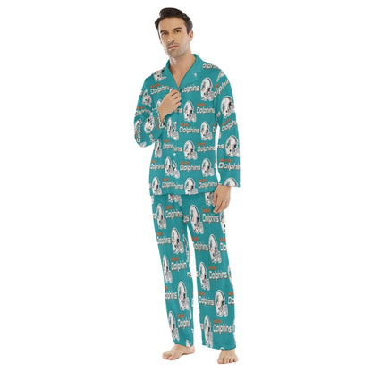 Miami Football Game Day All-Over Print Men's Lapel Pajama Set