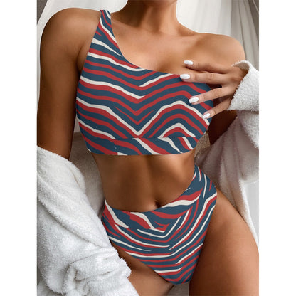 New England Football Game Day All-Over Print Women's Bikini With Single Shoulder