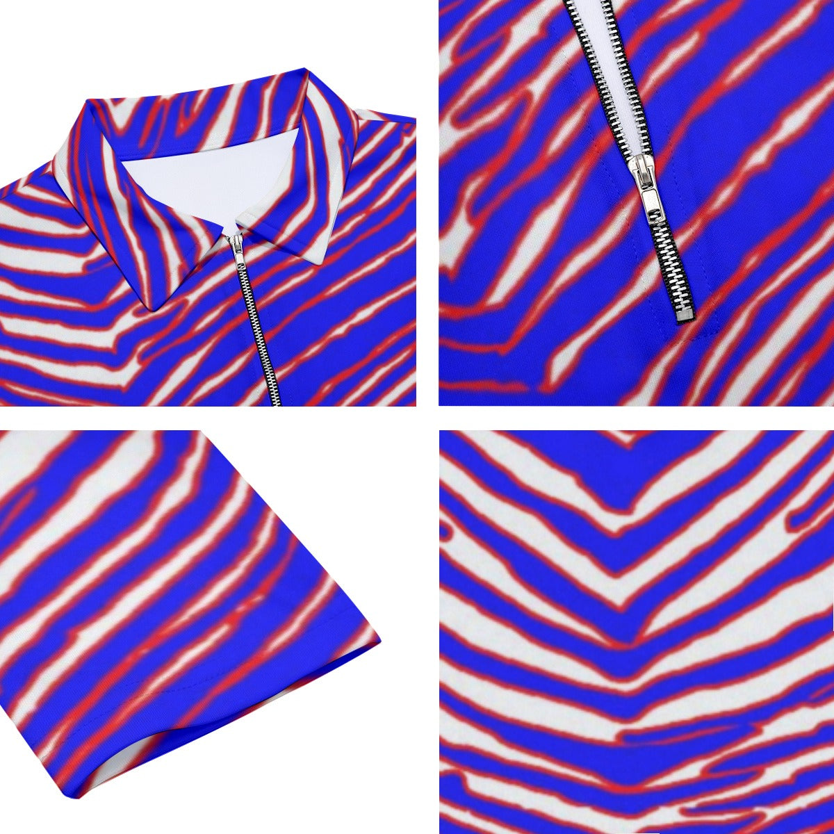 Buffalo Bills Zubaz Men's Lapel T-shirt With Neckline Zipper Closure