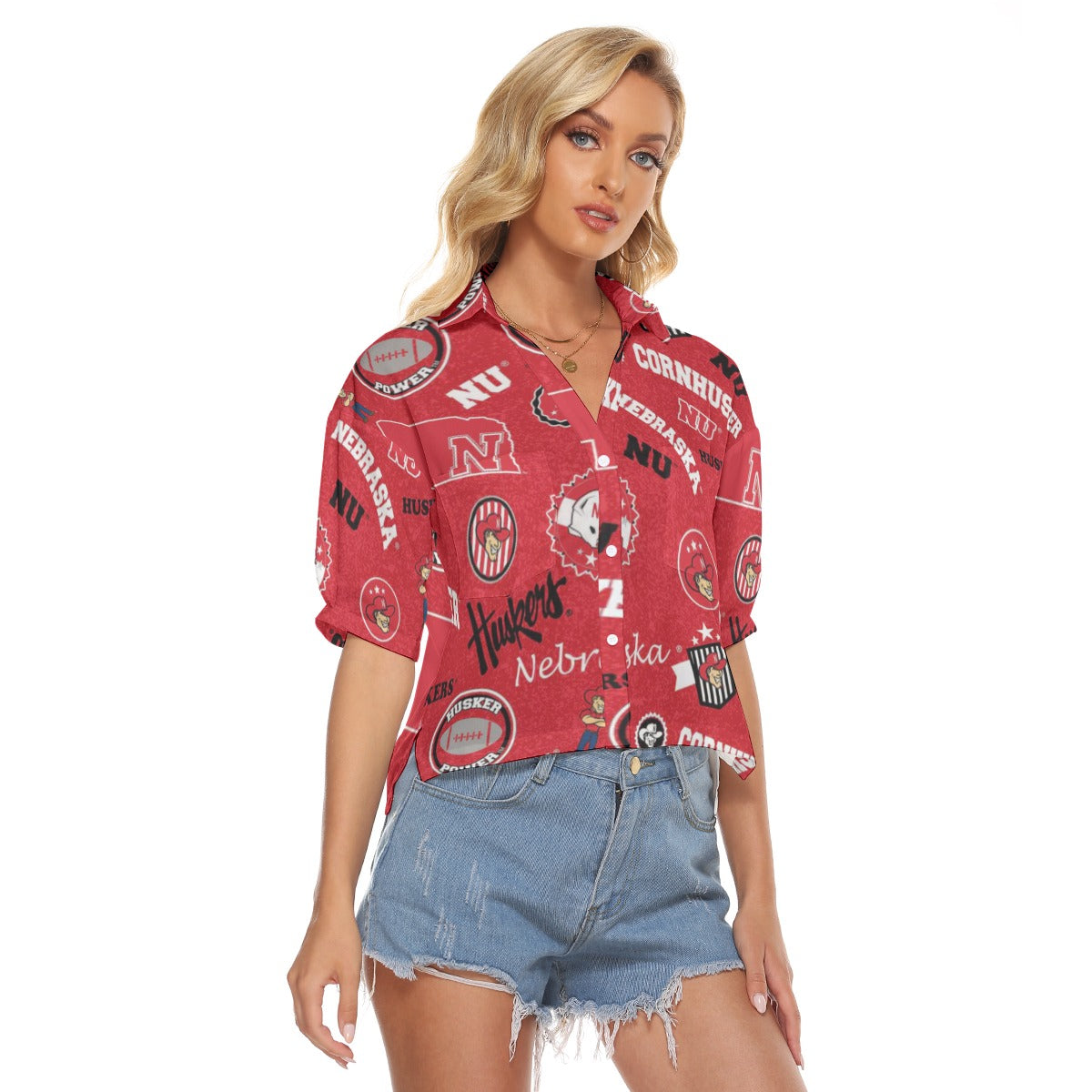 Nebraska college Women's V-neck Shirts